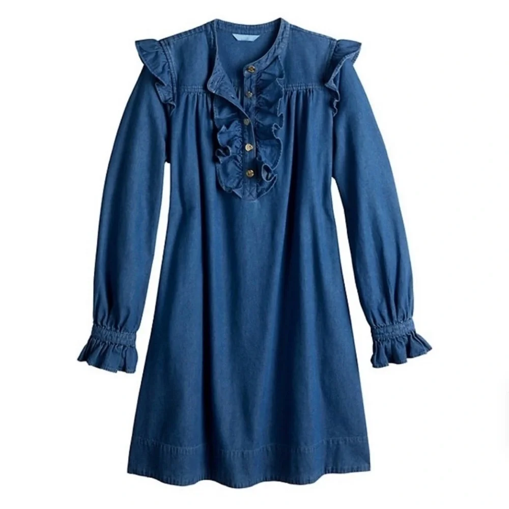 Draper James Blue Long Sleeve Dress - Picture 2 of 9